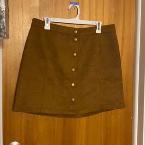 Faux Suede Button Skirt